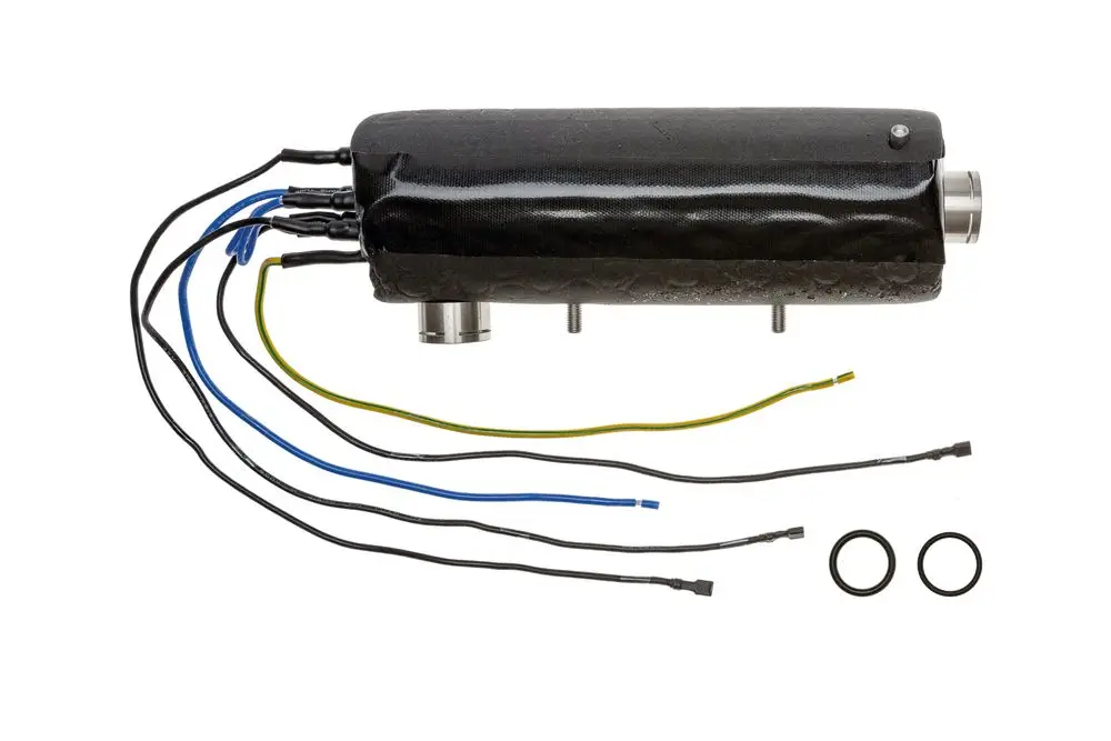Brötje Hydraulische Weiche mit Elektroeinheit, längliches Gehäuse, mehrere Anschlusskabel in verschiedenen Farben, inklusive Dichtungsringen.