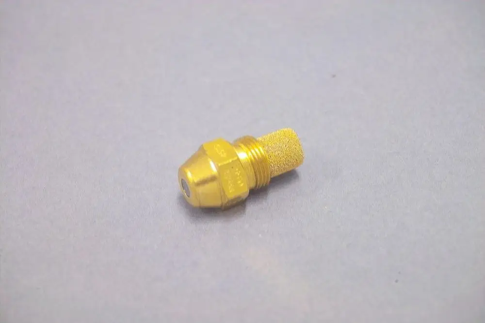 Brass nozzle from Brötje, featuring a threaded connection and a textured end. Designed for fluid flow applications, typically in heating systems.