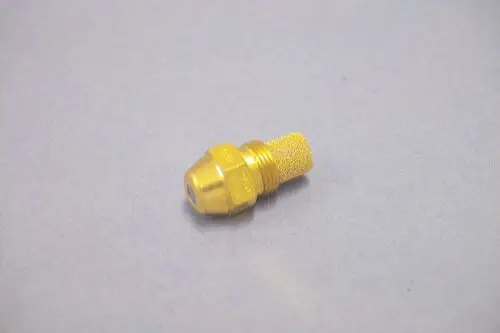 Brass nozzle from Brötje, featuring a threaded connection and a textured end. Designed for fluid flow applications, typically in heating systems.