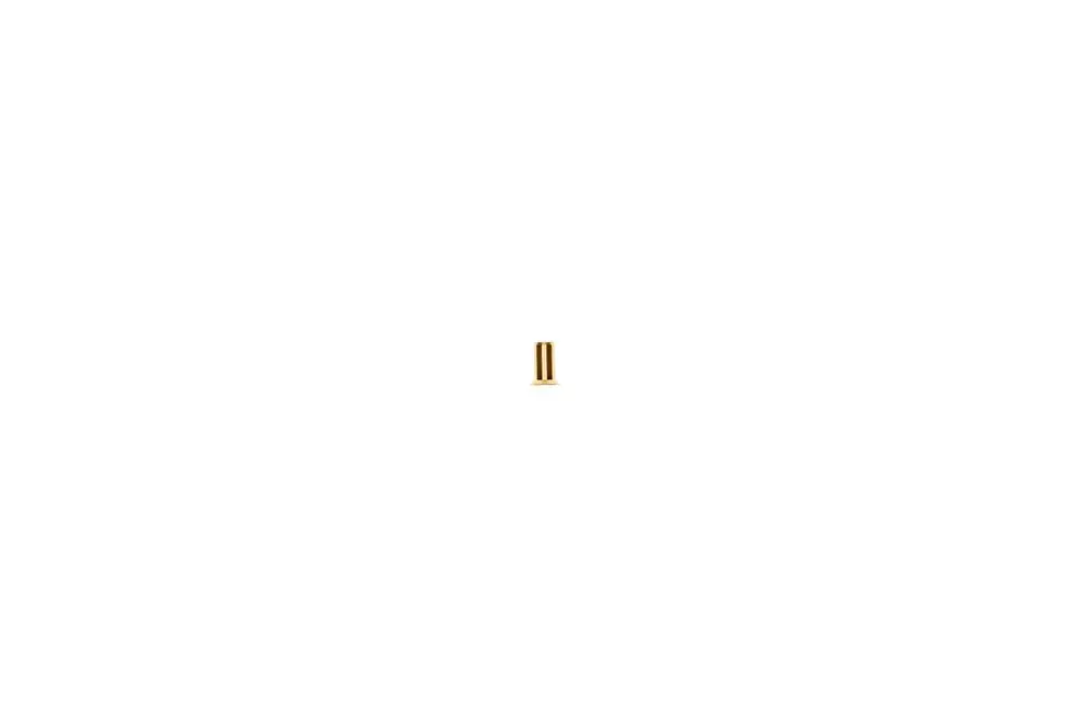Goldfarbener Metallzylinder mit schmaler Öffnung, möglicherweise eine Düse von Brötje. Der Hintergrund ist weiß und neutral.