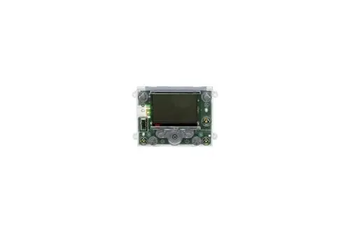 Brötje Bedieneinheit mit Display und mehreren Tasten auf einer Platine, ausgestattet mit Anschlussmöglichkeiten für verschiedene Sprachen.