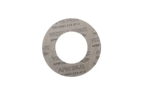Flachdichtung aus grauem Material mit innenliegendem Durchmesser, bedruckt mit Markenname Brötje und technischen Angaben. Runde Form mit gleichmäßigem Rand.