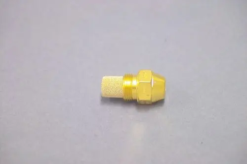 Brötje Düse mit gelber Metalloberfläche, zylindrischer Form und einem perforierten Ende. Sie ist für Anwendungen in Heizsystemen konzipiert.