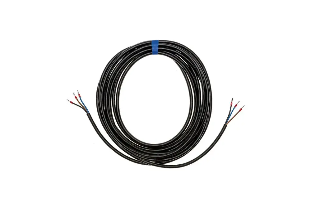 Schwarzes Kabel mit mehreren Adern, deren Enden freigelegt sind. Das Produkt könnte für Anschlussmöglichkeiten in Heizsystemen von Brötje verwendet werden.