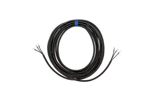 Schwarzes Kabel mit mehreren Adern, deren Enden freigelegt sind. Das Produkt könnte für Anschlussmöglichkeiten in Heizsystemen von Brötje verwendet werden.