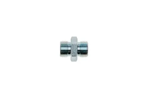 Brötje Fitting aus Metall mit zwei Außengewinden. Die Verbindung ist zylindrisch und ermöglicht die Rohrverbindung in Heizungs- oder Sanitäranlagen.