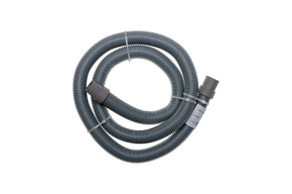 Grauer, flexibler Ablaufschlauch von Brötje, spiralgeformt, mit Anschlussstücken an beiden Enden. Ideal für die Ableitung von Wasser in Heizungs- oder Sanitärsystemen.