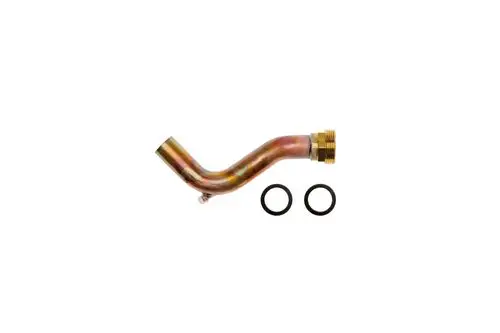 Brötje Metallleitung mit einer gebogenen Form, zwei O-Ringen darunter. Eignet sich für Heizungsanwendungen, insbesondere für Verdampferanschlüsse.