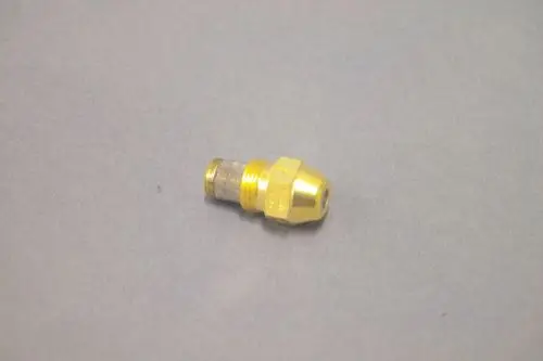Brötje Düse aus Messing in kompaktem Design, mit gewindeloser Verbindung und glatter Oberfläche, auf grauem Hintergrund abgebildet.