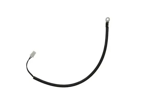 Schwarzes Kabel mit einem Ringterminal und einem Steckeranschluss, möglicherweise für einen Brötje Fühler oder ein ähnliches elektrisches Bauteil.