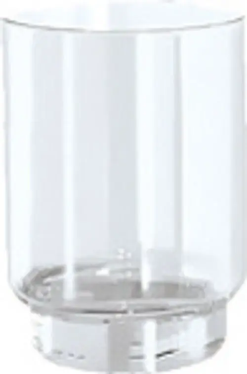 Klare, transparente Becher aus Acryl von Keuco, geeignet für den Einsatz in Badezimmern oder im Haushalt, ohne erkennbare Maße oder spezielle Beschriftung.