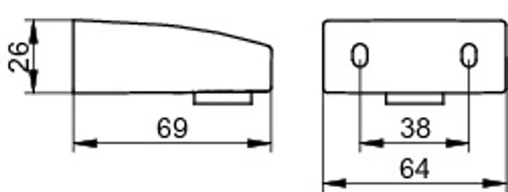 KEUCO Elegance Magnet-Seifenhalter, rechteckige Form mit abgerundeten Kanten und zwei Löchern. Sichtbare Montagefläche auf der Unterseite. Verchromte Oberfläche.