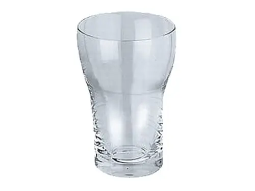 Transparente Glaskaraffe von Keuco mit geschwungenem Design, geeignet für Getränke. Der Boden ist stabil und der obere Rand glatt. Einfache Handhabung und Reinigung.