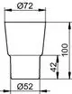 Keuco Produkt mit konisch zulaufendem Design, oben Ø72 mm und unten Ø52 mm, Höhe 100 mm. Maße gut sichtbar.