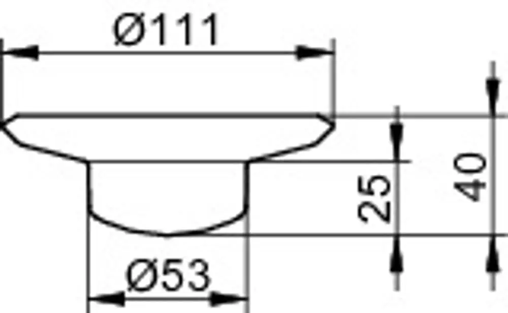 Keuco Schale mit einem Durchmesser von 111 mm, konisch geformt mit einer mittigen Vertiefung und einem kleineren Durchmesser von 53 mm.