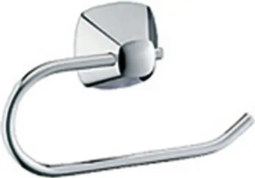 Toilettenpapierhalter in verchromtem Metall von Keuco, mit einer runden Wandbefestigung und einem gebogenen Halter für die Papierrolle.