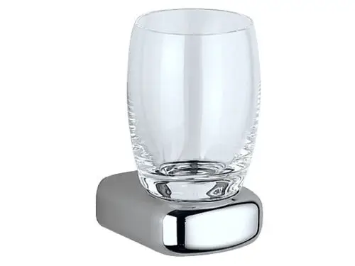Glas mit klarer Oberfläche, kombiniert mit einer stabilen, glänzenden Halterung. Produkt von Keuco, geeignet für Haushalts- oder Badezimmernutzung.