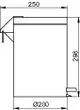 Keuco Abfallbehälter mit rechteckiger Form und abgerundeten Ecken, montiert an der Wand, mit einem Durchmesser von 200 mm und einer Höhe von 298 mm.