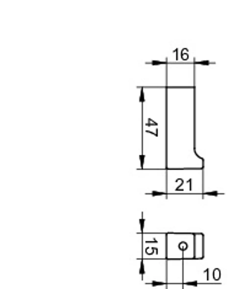 Handtuchhaken von Keuco in verchromter Ausführung, mit klaren geometrischen Formen und zwei verschiedenen Ansichten im technischen Zeichnungsformat.