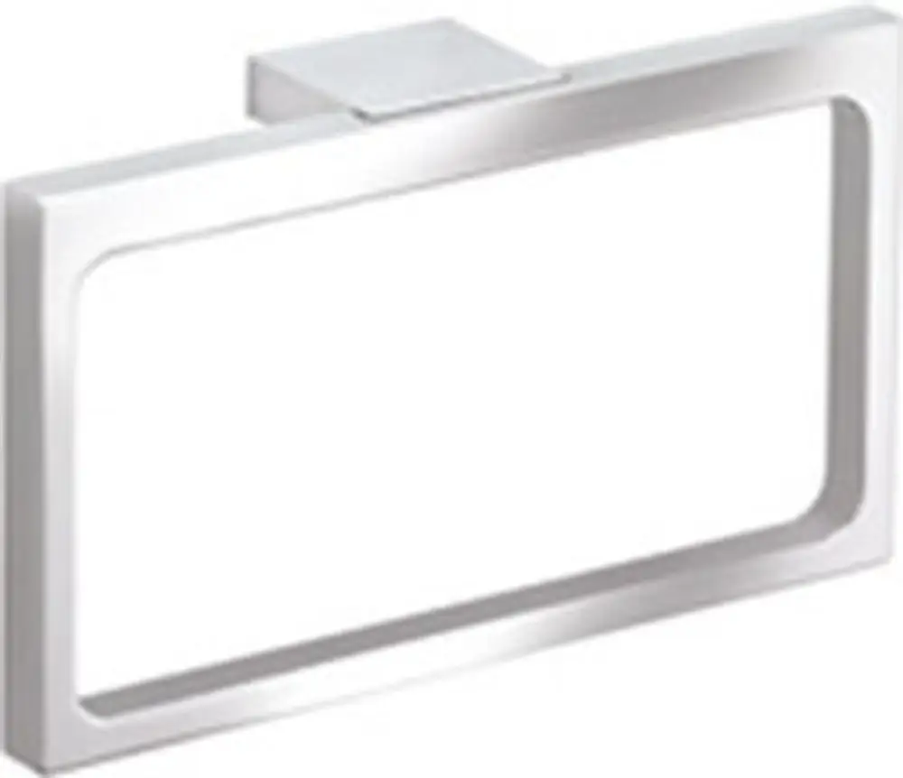 Handtuchring von Keuco mit modernem Design, verchromt, rechteckige Form mit abgerundeten Ecken, montiert an einer Wand.
