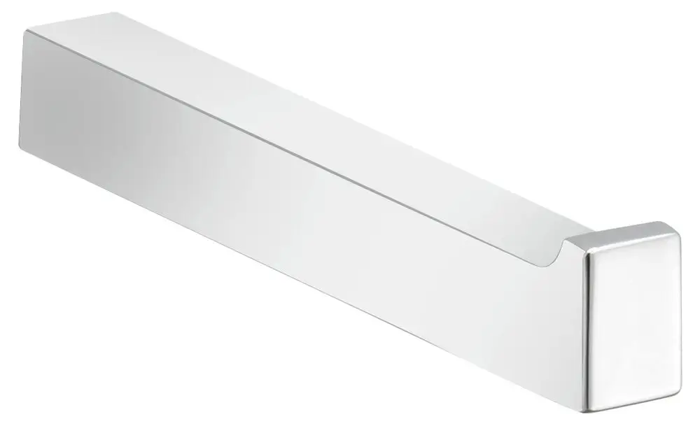 Ersatzrollenhalter von Keuco, rechteckige Form mit einer glatten Oberfläche und einem abgeschrägten Ende, aus glänzendem Material gefertigt.