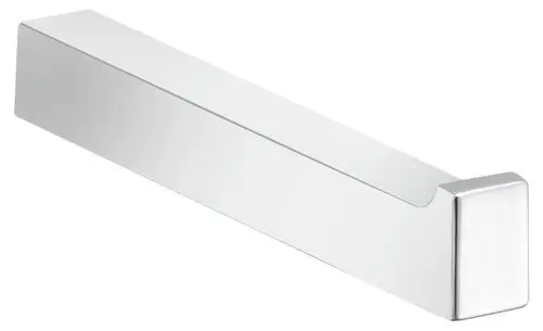 Ersatzrollenhalter von Keuco, rechteckige Form mit einer glatten Oberfläche und einem abgeschrägten Ende, aus glänzendem Material gefertigt.