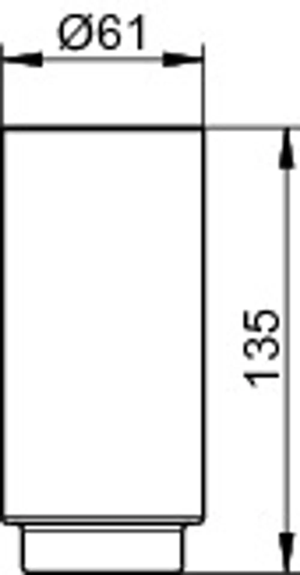 Weißer, zylindrischer Behälter von Keuco mit einem Durchmesser von 61 mm und einer Höhe von 135 mm, geeignet für die Befestigung oder als Zubehör.