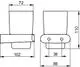 Schematics eines Keuco Elegance Echtkristall-Glases, mit Abmessungen und Details. Enthält Ansichten von vorne und der Seite sowie Maße für Montage und Form.