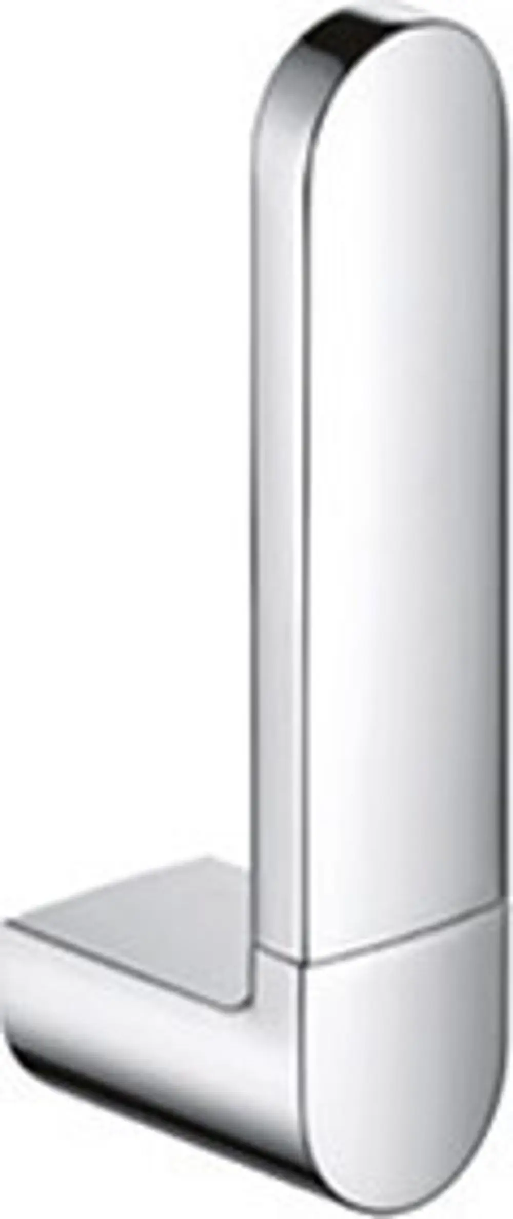 Verchromter Rollenhalter von Keuco mit eleganter, minimalistischer Form und einem stabilen Befestigungspunkt für Ersatzrollen.