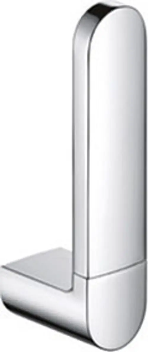 Verchromter Rollenhalter von Keuco mit eleganter, minimalistischer Form und einem stabilen Befestigungspunkt für Ersatzrollen.