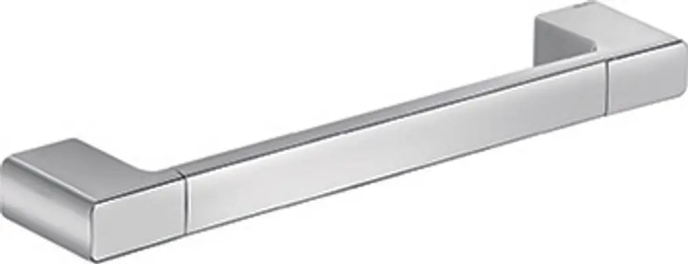 Verchromter Haltegriff von Keuco mit rechteckigem Design. Er hat zwei quadratische Enden und eine gerade, flache Mitte. Ideal für Badezimmer oder andere Anwendungen.