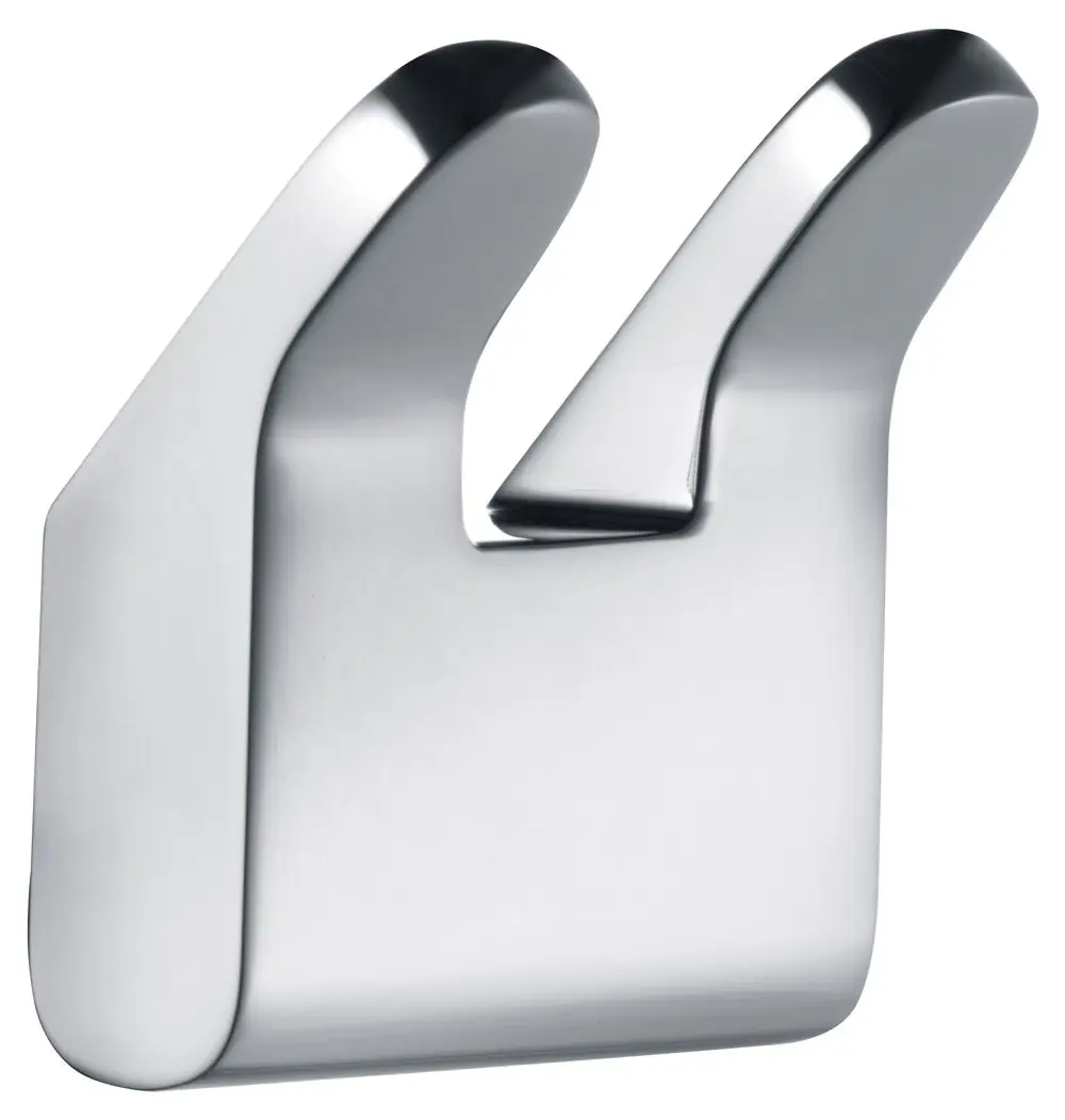 Handtuchhaken von Keuco, doppelt, verchromt, mit zwei abgerundeten Haken zum Aufhängen von Handtüchern, montierbar an der Wand.