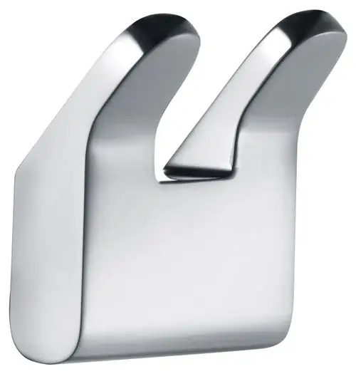 Handtuchhaken von Keuco, doppelt, verchromt, mit zwei abgerundeten Haken zum Aufhängen von Handtüchern, montierbar an der Wand.