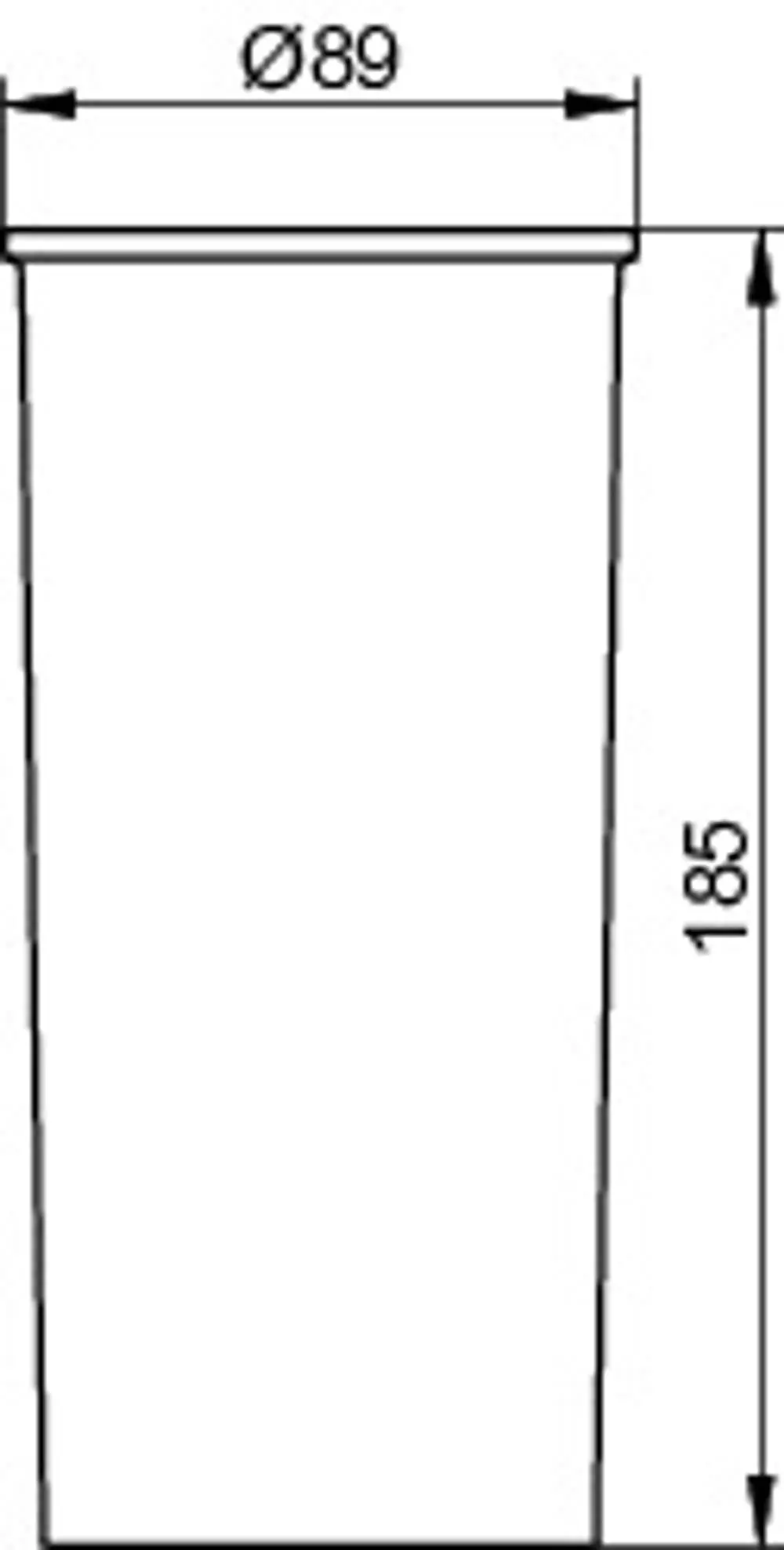 Weißer Kunststoff-Einsatz von Keuco mit einem Durchmesser von 89 mm und einer Höhe von 185 mm, zylindrische Form ohne spezielle Markierungen oder Beschriftungen.