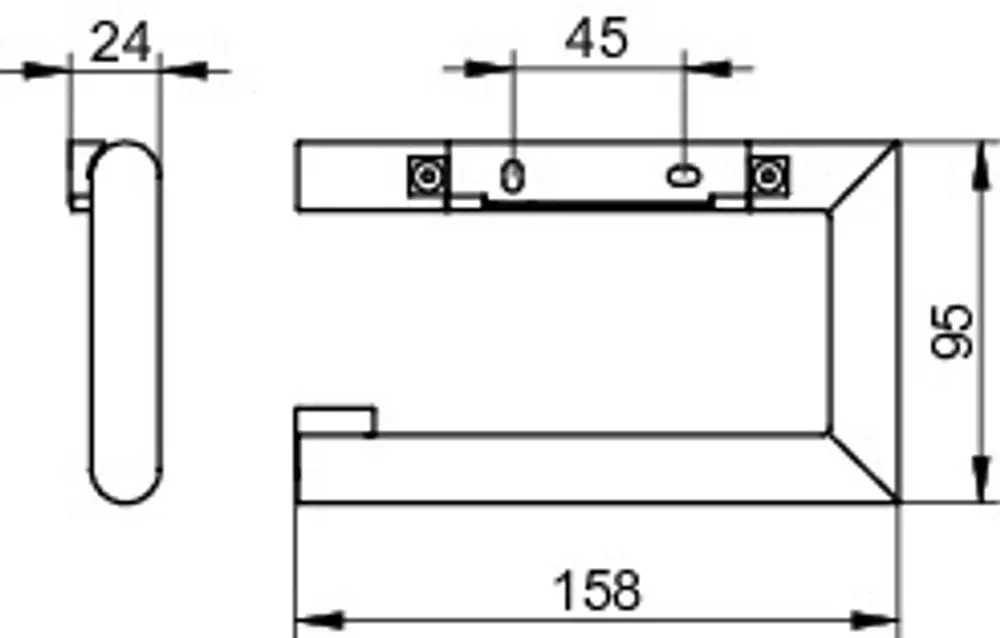 Toilettenpapierhalter in offener Form, hergestellt von Keuco, mit verchromter Oberfläche und klaren geometrischen Linien.