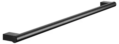 Schwarzer Badetuchhalter von Keuco, mit gerader, rohrförmiger Bauweise und rechteckigen Wandhalterungen, montiert an einer glatten Oberfläche.