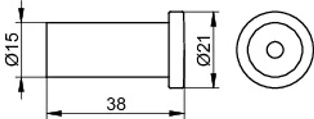 Keuco Handtuchhaken mit zylindrischem Körper und einer breiteren Kopfplatte. Durchmesser und Maße sind nicht angegeben. Design ist schlicht und funktional.