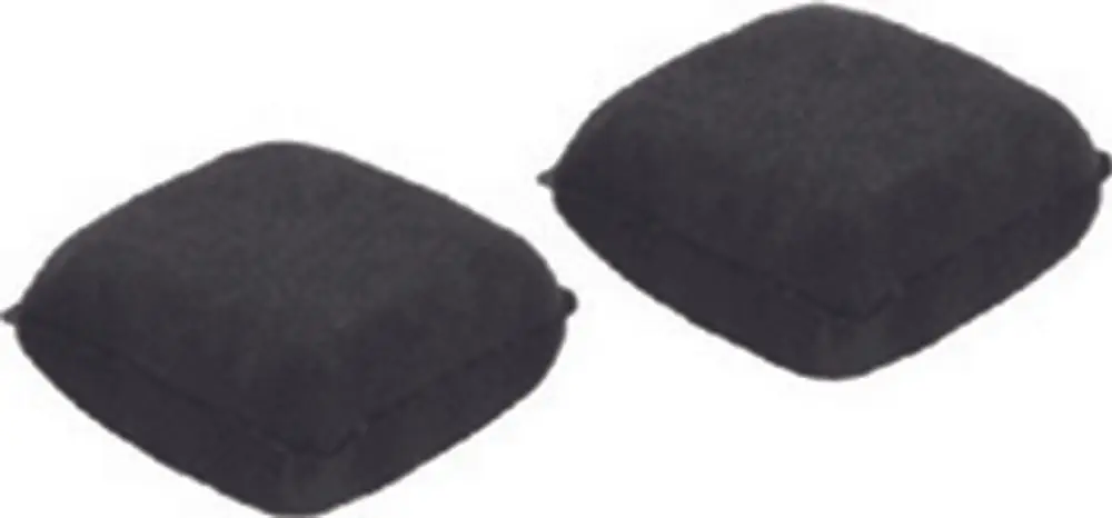 Zwei schwarze, quadratische Filterelemente, die als Ersatz für Geberit DuschWC-Sitze verwendet werden können. Sie sind aus einem Material, das Aktivkohle enthält.