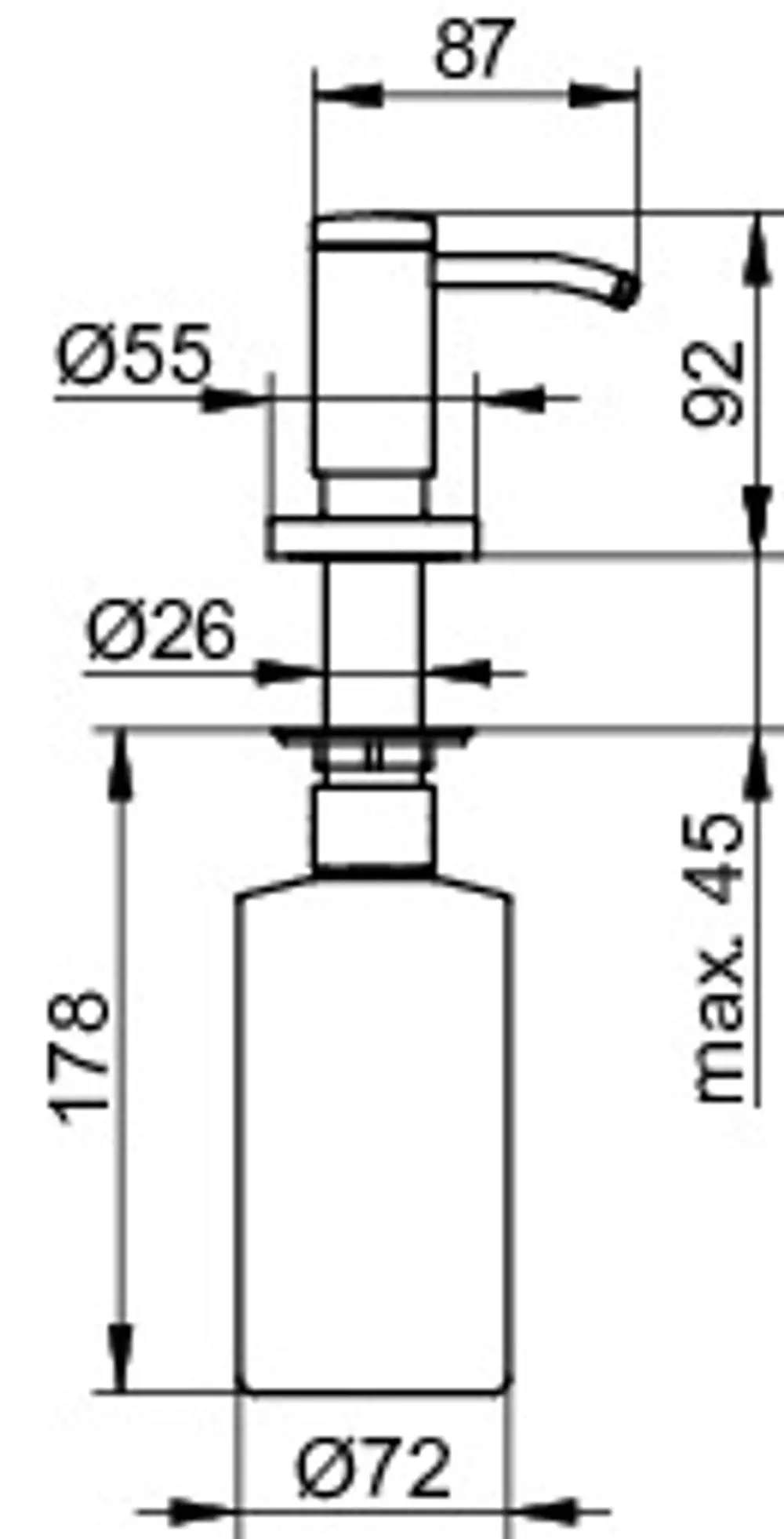 Keuco Plan Lotionbehälter aus Kunststoff mit Pumpmechanismus und einem Volumen von 1000 ml, in einem schlichten Design, zur Wandmontage geeignet.