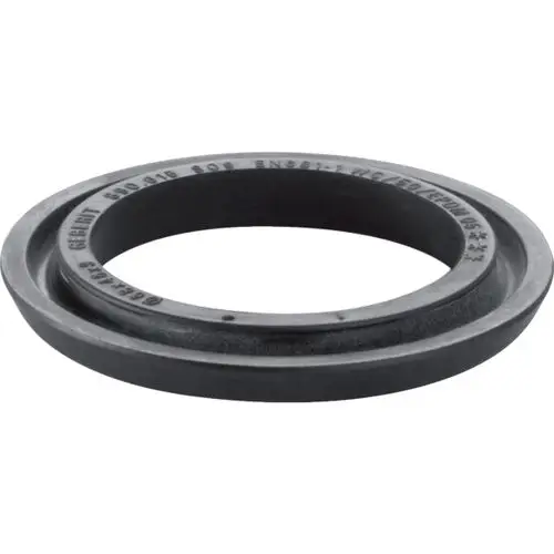 Profildichtung von Geberit, mit rundem, flachem Design. Die Oberfläche zeigt die Struktur und Kennzeichnungen für die Anbringung. Ideal für Anwendungen im Bereich Wasseranlagen.