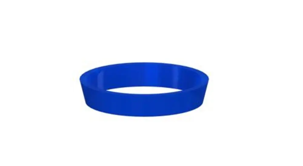 Blaue Kunststoffdichtung von Dallmer in ringförmiger Form, geeignet für DN 50 Anwendungen, mit glatter Oberfläche und hohem Rand.