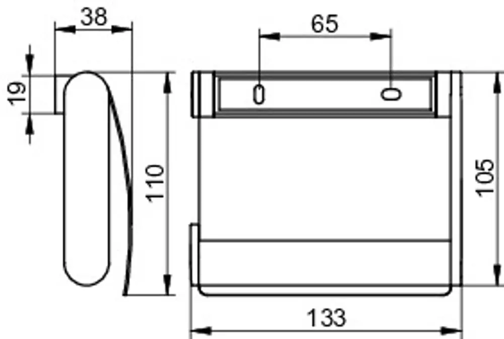 Schwarzer Toilettenpapierhalter von Keuco mit Deckel, rechteckiger Form und seitlichem Haltegriff, verziert mit klaren Linien und funktionalem Design.