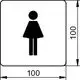 Schwarzes Türschild mit stilisiertem weiblichen Symbol, geeignet für Damen-Toiletten, aus dem Sortiment von Keuco. Symbol und Design erkennbar.