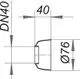Dallmer Wandrosette, technische Zeichnung mit Maßangaben. Darstellung von Durchmessern und Montagehinweisen, schematischer Ansatz für Sanitärinstallationen.