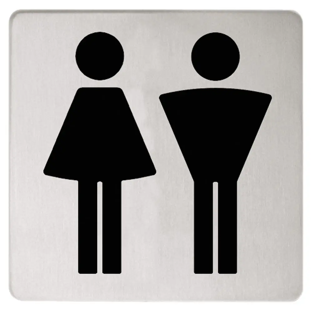 Schlichtes Schild von Keuco mit symbolischen Darstellungen für Damen und Herren, geeignet für die Kennzeichnung von Toiletten.