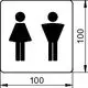 Symbolisches Türschild von Keuco mit Abbildungen für Damen und Herren, in einheitlichem schwarz-weißen Design.