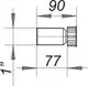 Dallmer Gewindeverlängerung, schematische Darstellung mit Maßangaben. Abgebildet ist ein zylindrisches Verbindungselement mit geriffeltem Ende.