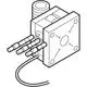 Pneumatikventil mit mehreren Anschlüssen und einem elektrischen Kabelanschluss, geeignet für die Steuerung von Urinalanlagen der Marke Geberit.