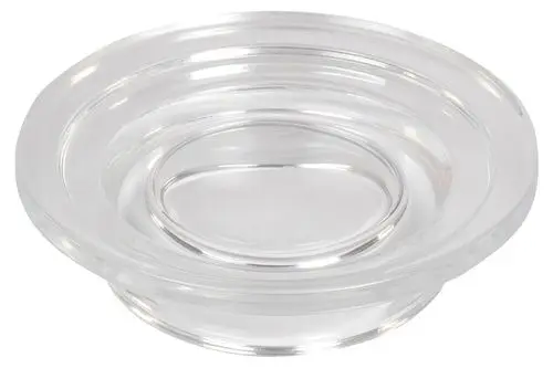 Klare, runde Schale aus Echtkristall von Keuco, mit inneren und äußeren Rillen, die eine schlichte und elegante Optik bieten.