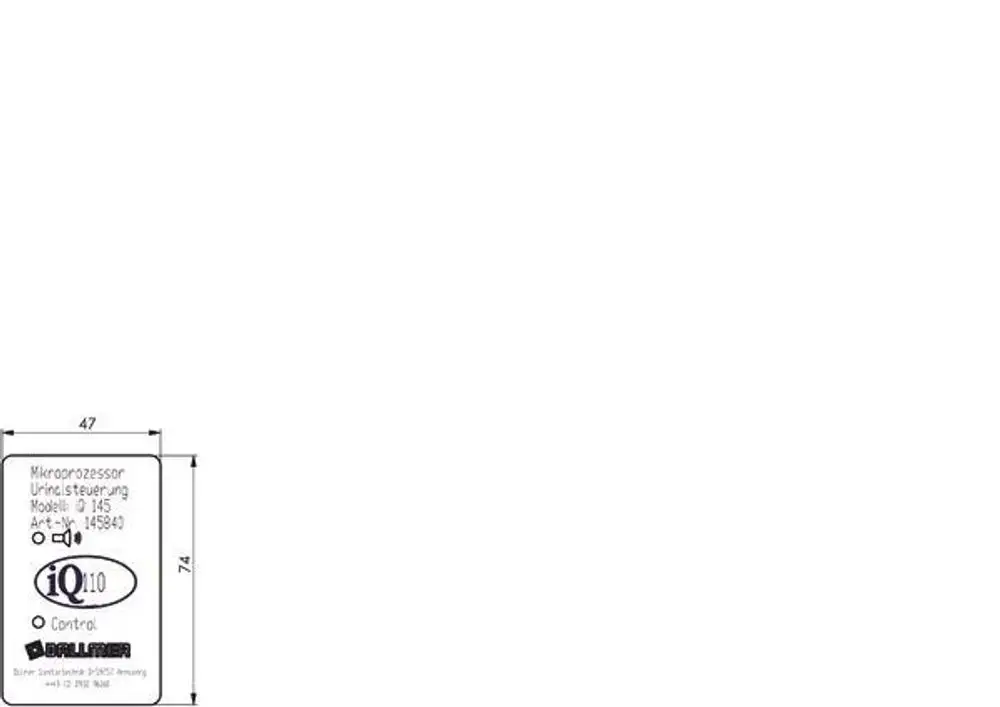 Dallmer Elektronik-Box mit Steuerungseinheit. Auf dem Bild sind die Maße nicht angegeben. Das Design zeigt eine einfache, funktionale Bauweise.